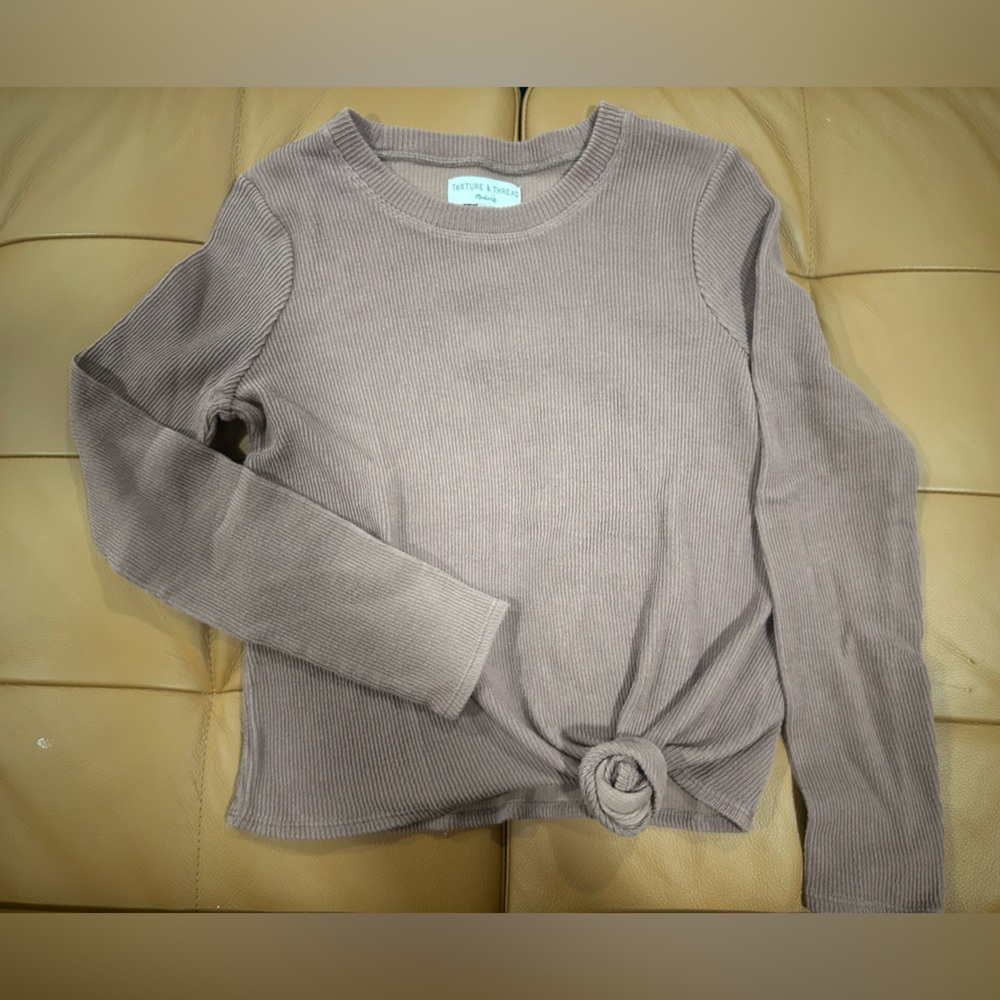 Madewell Pink Long Sleeve Shirt with Front Tie